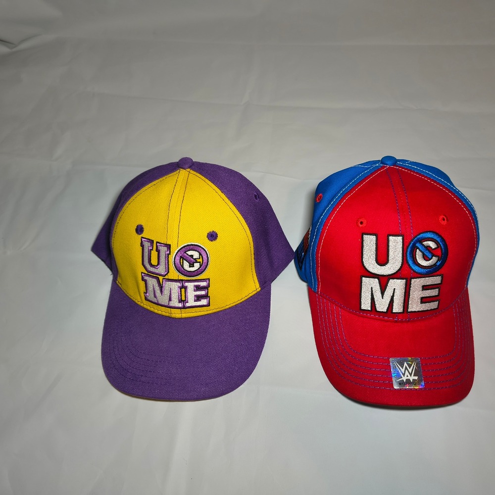John Cena WWE Hat Bundle; 1 Farewell Tour NWT & 1 Purple Yellow Snapback